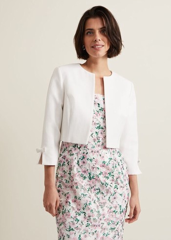 Phase Eight Zoelle Bow Jackets White USA | 1509483-VT